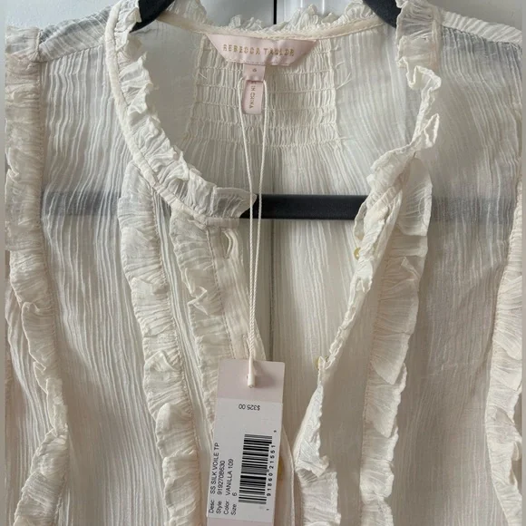 Rebecca Taylor Ivory Ruffle-Trim Button Blouse - Picture 6 of 10